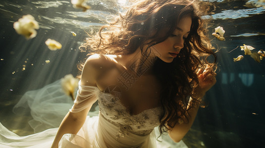 水下的婚纱照背景图片