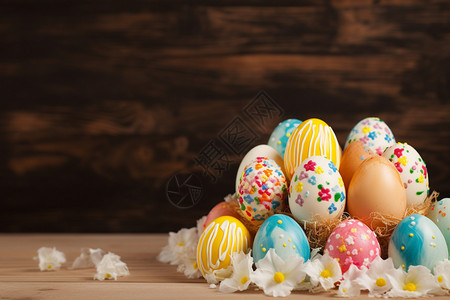 庆祝节日的复活节彩蛋背景图片