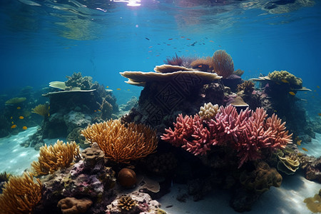 海底珊瑚礁的美丽世界背景图片