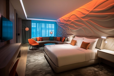 酒店床头现代奢华酒店套房设计图片