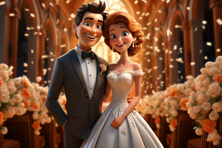 户外浪漫的婚礼插图背景图片