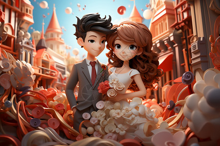 3D户外浪漫的婚礼背景图片