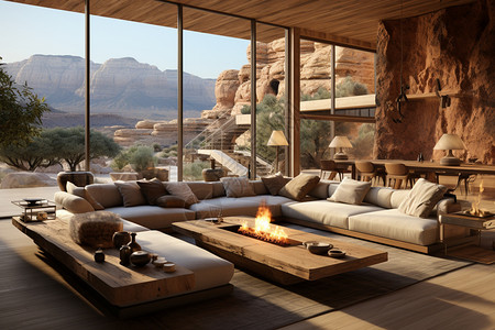 极简风格的沙漠别墅建筑图片