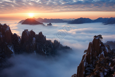 安徽的黄山景点背景图片