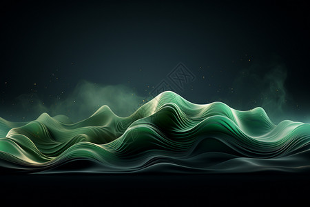 抽象绿色波浪3D景观背景图片