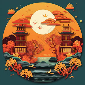 中秋节的插图背景图片