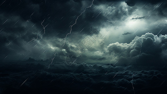 暴雨闪电乌云手绘下载电闪雷鸣的暴雨插画