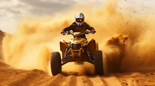 沙漠中行驶的摩托图片