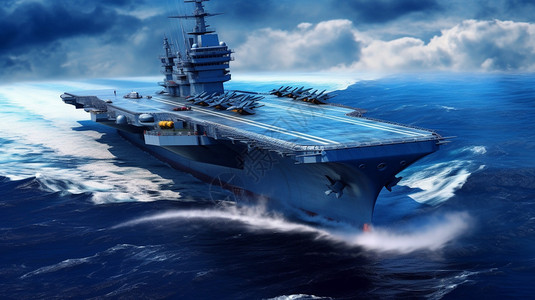 军事科技宏伟的航空母舰插画