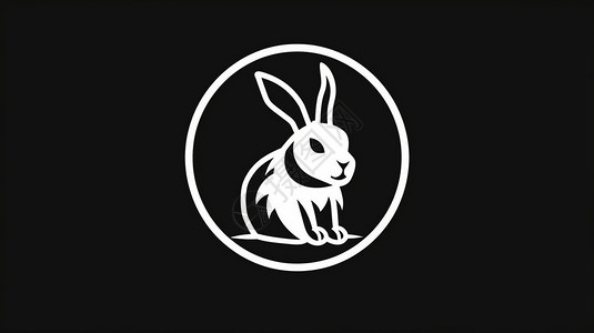 黑白的兔子标志图片
