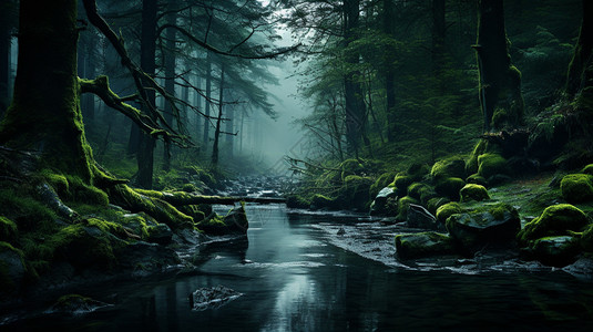 幽静的密林深处背景图片