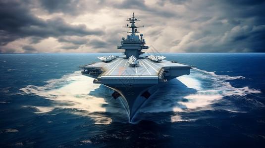 军事科技钢铁的航空母舰插画
