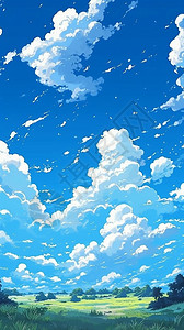 蓝天白云的插图背景图片