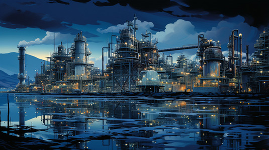 化工厂的插图背景图片