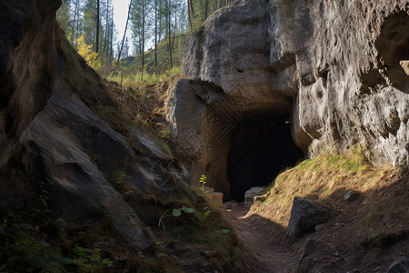 神秘的岩石洞穴图片