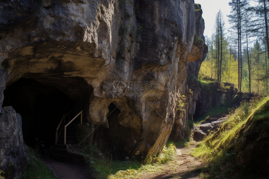 山脉中神秘的洞穴图片