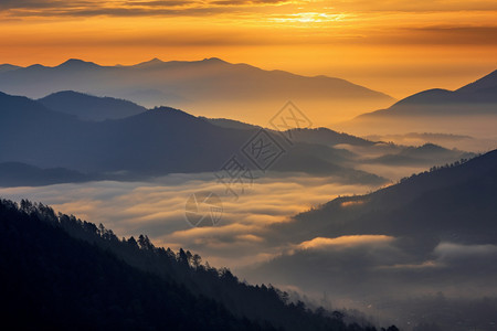 日出山脉风景图片