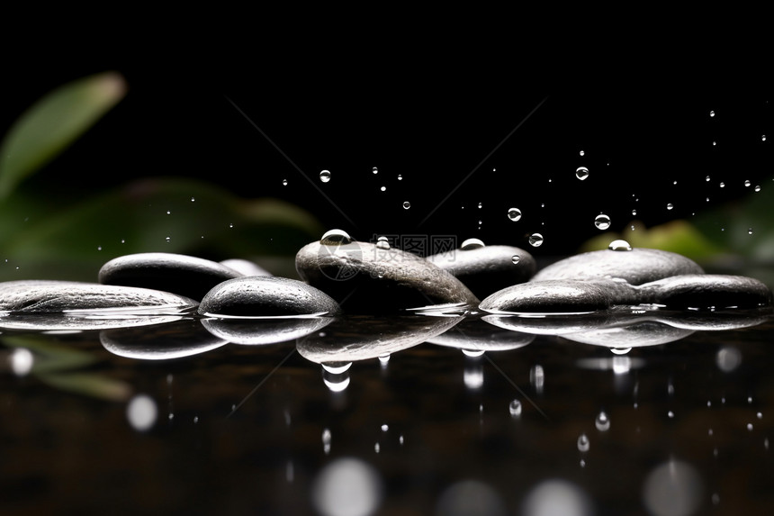 鹅卵石上的水滴图片