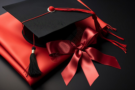 学位授予仪式毕业帽和毕业证书背景