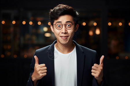 戴眼镜的亚洲商务男生图片