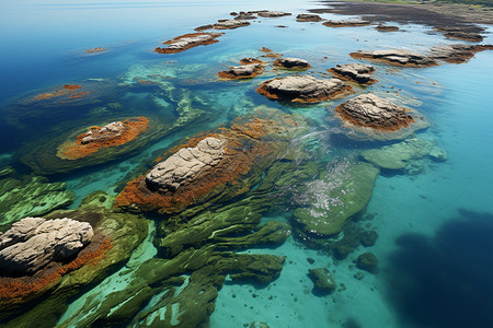 海湾中的巨型礁石图片