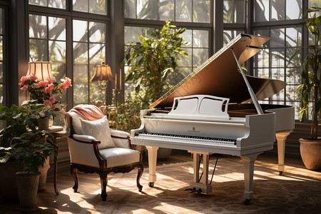 温馨的钢琴房背景图片