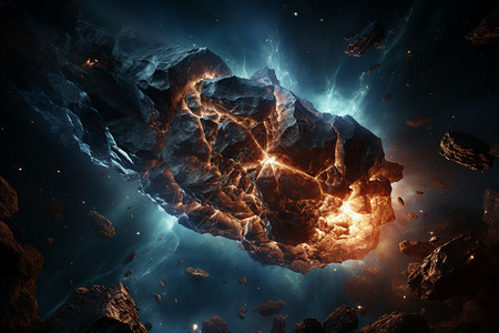 太空中陨石碰撞爆炸图片