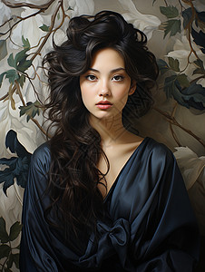 中式氛围的少女背景图片