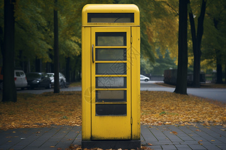 复古风格的黄色电话亭图片
