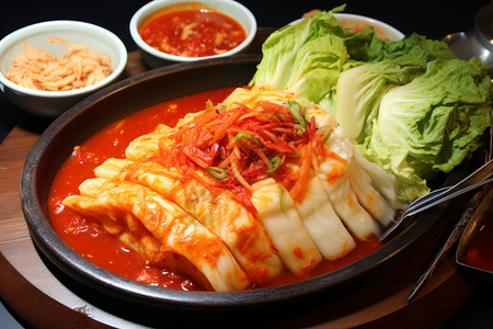 韩式餐饮美味的韩式辣白菜背景
