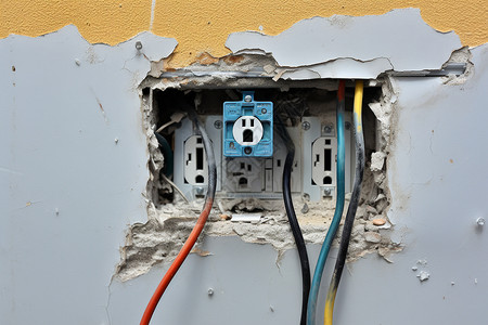 电气接线盒装修墙上装电源背景