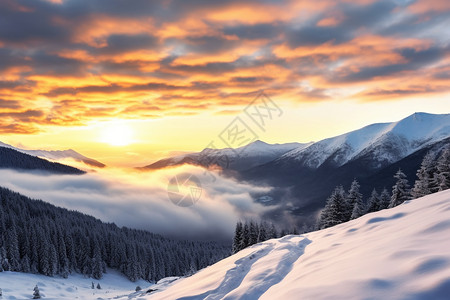 冰雪中的山峰图片