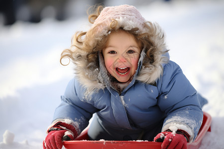 冬日滑雪的儿童背景图片