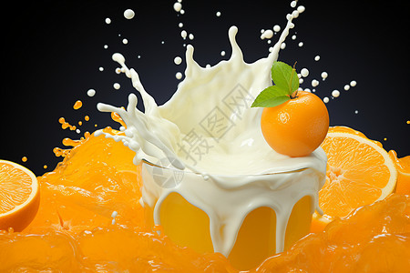 酸奶饮料飞溅的水果牛奶设计图片