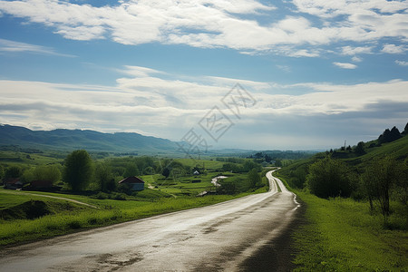 美丽的乡村小道背景图片