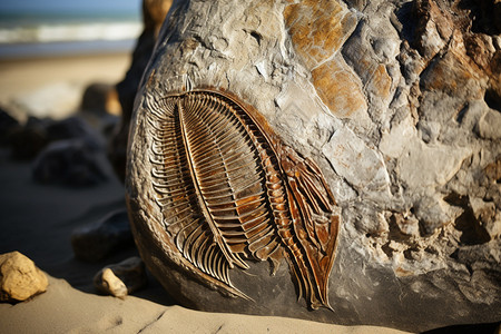 沙滩上的化石背景图片