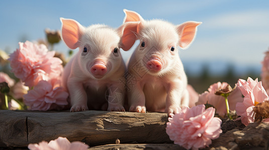 可爱的两只小猪图片