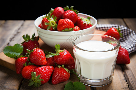 健康的草莓牛奶图片