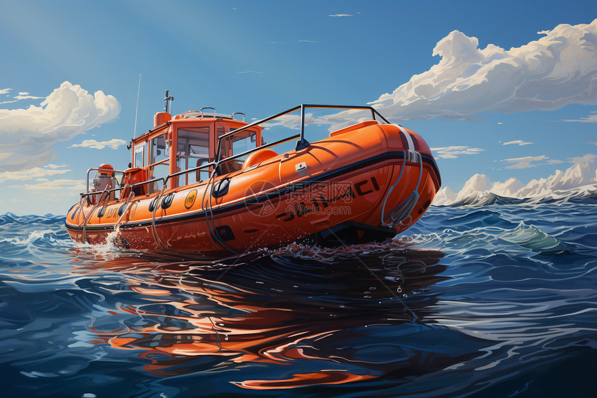 救生艇与宁静海景图片