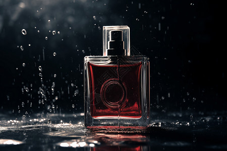 红色香水一瓶红色液体的香水背景