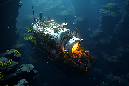 海洋探险现代潜水艇背景图片