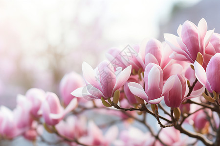 粉色花朵绽放于树枝间图片
