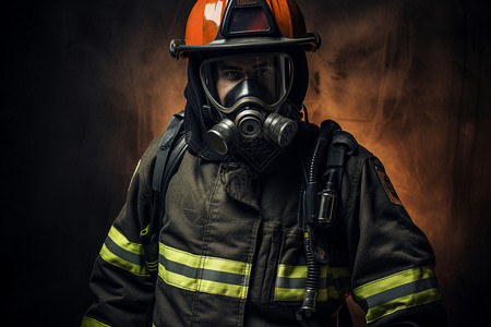 防火素材穿着防护服的消防战士背景