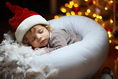 圣诞节睡梦中的宝贝高清图片