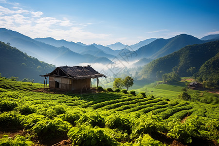 远山下的村庄图片