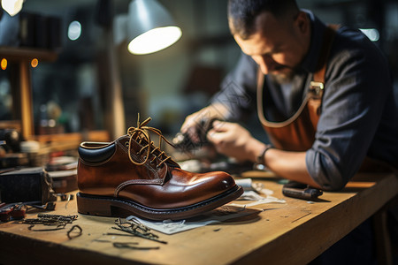 鞋匠的技艺工具制鞋高清图片