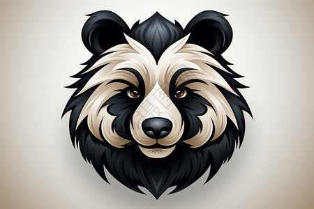 黑白熊猫脸插画图片