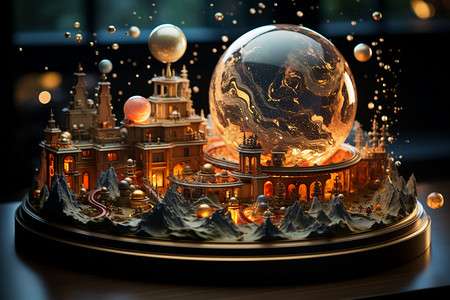 地球艺术素材玻璃球中的宇宙背景