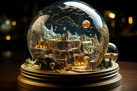 玻璃球壁纸玻璃球里的月球和地球背景