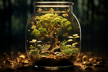 玻璃瓶里的财富之树图片